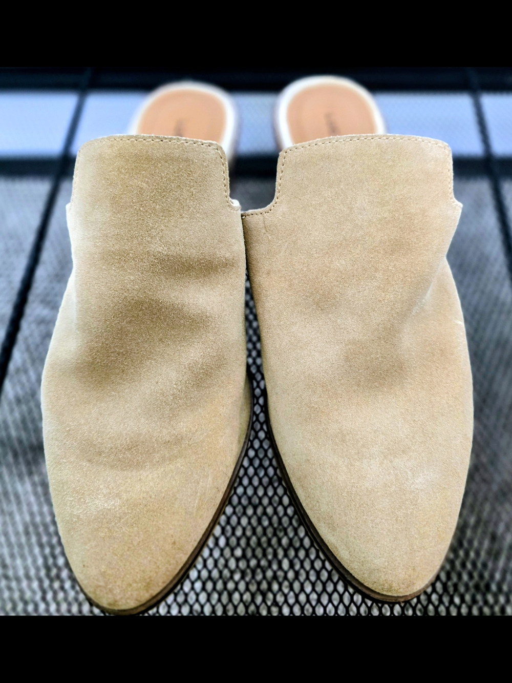 Lucky Brand Suede Slide Mules in Taupe